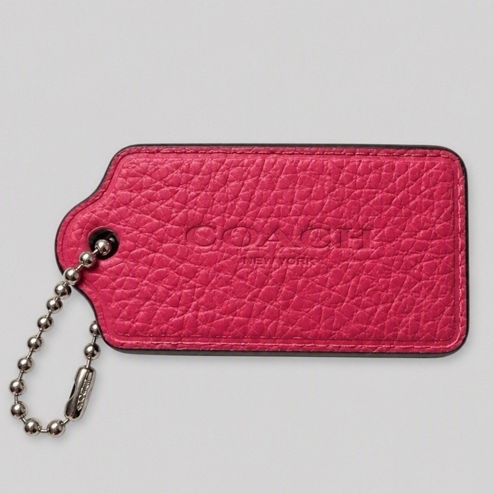 Coach Pink Pebbled Leather Bag Hangtag Replacement Charm Silver Ball Chain